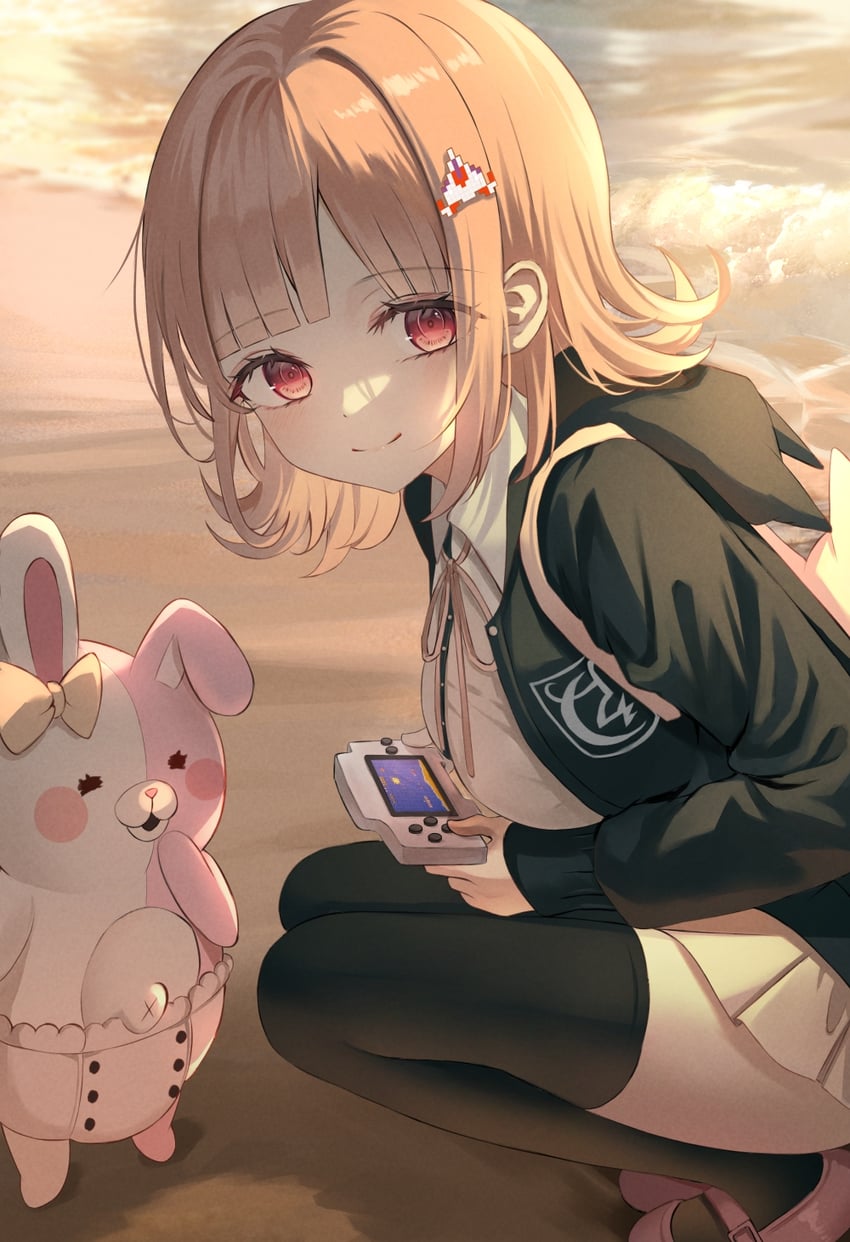 nanami chiaki and monomi (danganronpa and 2 more) drawn by huyu