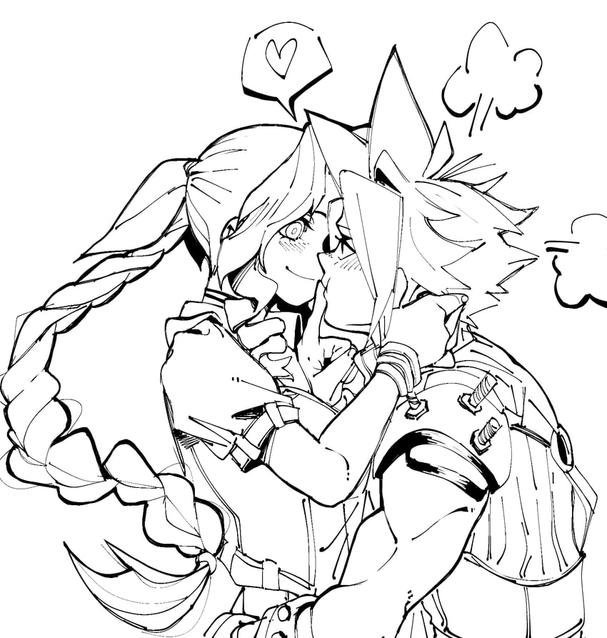 cloud strife and aerith gainsborough (final fantasy and 2 more) drawn by animints_art