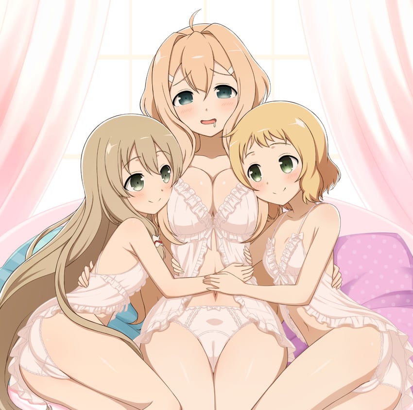 inubouzaki itsuki, iyojima anzu, and kokudo aya (yuusha de aru and 2 more) drawn by ikarin_takori