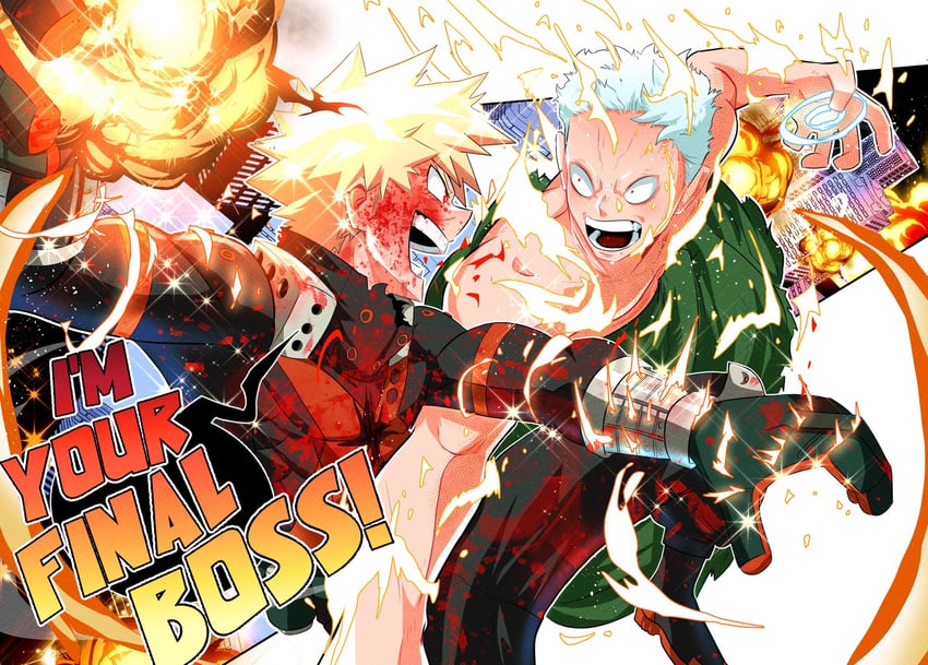 bakugou katsuki and all for one (boku no hero academia) drawn by sonchapo