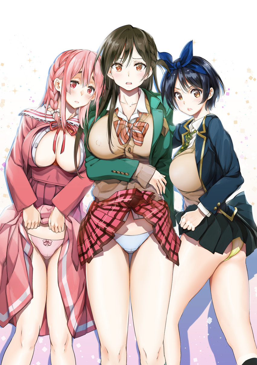 mizuhara chizuru, sarashina ruka, and sakurasawa sumi (kanojo okarishimasu) drawn by samucha