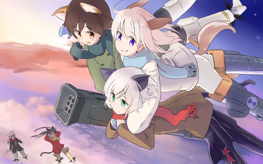 sanya v. litvyak, eila ilmatar juutilainen, miyafuji yoshika, lynette bishop, and francesca lucchini (world witches series and 1 more) drawn by puuakachan