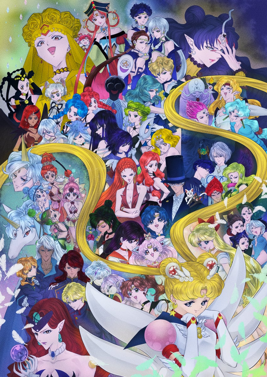 tsukino usagi, sailor moon, mizuno ami, aino minako, hino rei, and 76 more (bishoujo senshi sailor moon and 4 more) drawn by r-s-sm-v1-157