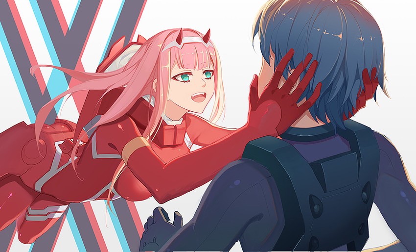 zero two and hiro (darling in the franxx) drawn by mu0832