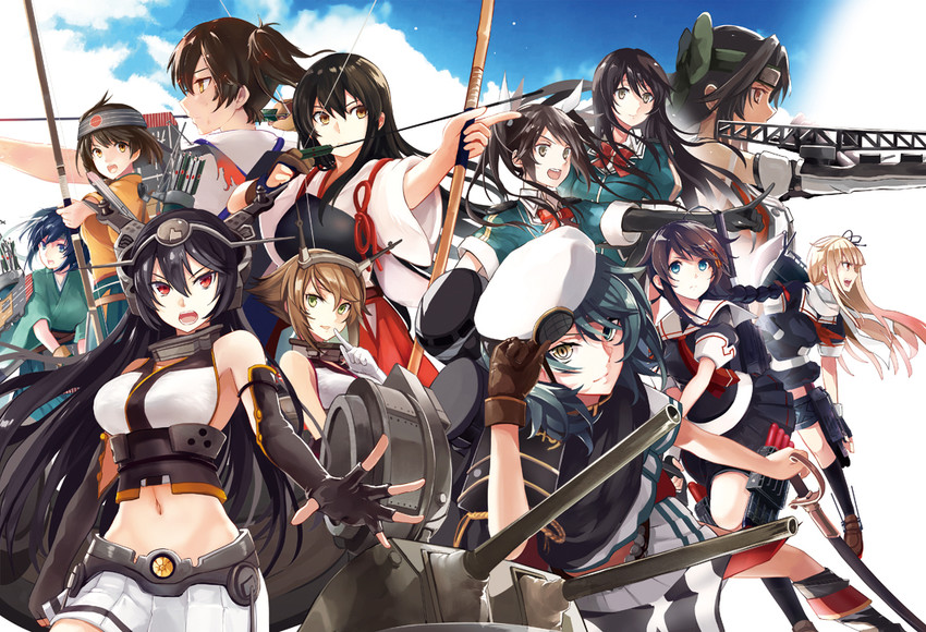 kaga, shigure, akagi, yuudachi, shigure kai ni, and 15 more (kantai collection) drawn by mitsu_(tendou_itsuki)