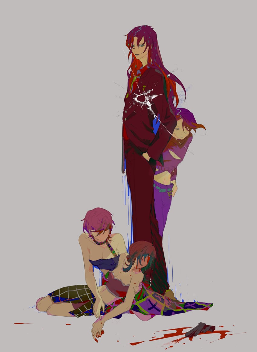 trish una, diavolo, vinegar doppio, and donatella una (jojo no kimyou na bouken and 1 more) drawn by sang_(3soun)