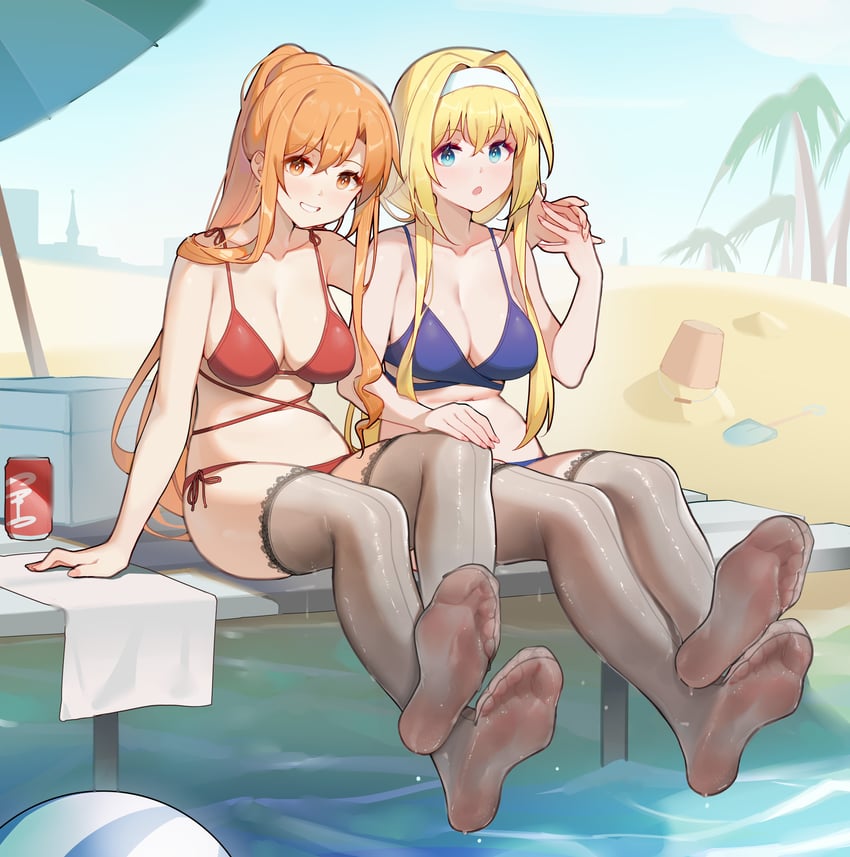 asuna and alice zuberg (sword art online and 2 more) drawn by ninai