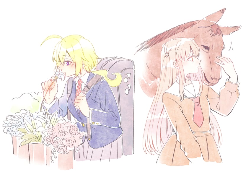 egawa kusumi and amano soraha (assault lily) drawn by sorato_(astllatte)