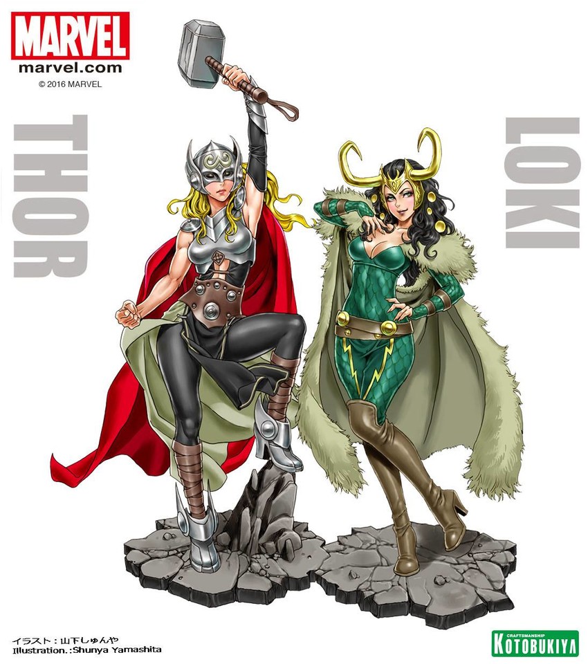 loki, jane foster, and thor (marvel and 1 more) drawn by yamashita_shun'ya