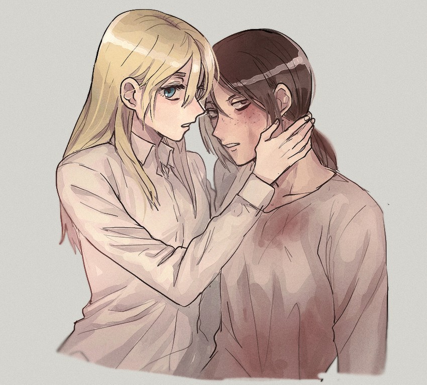krista lenz and ymir (shingeki no kyojin) drawn by pi0w0pi