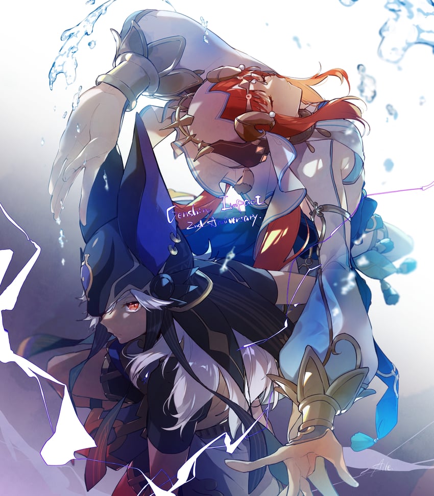 Nilou and cyno genshin impact drawn by gnsn aile022 danbooru