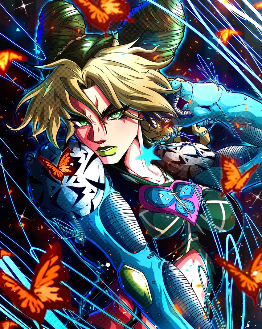 kujo jolyne and stone free (jojo no kimyou na bouken and 1 more) drawn by noonvincent