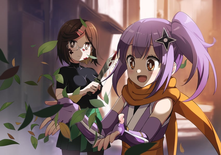 kusagakure satoko and koga konoha (ninja to koroshiya no futarigurashi) drawn by nyoro_(nyoronyoro000)