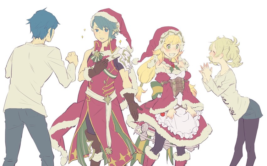 chrom, sharena, lissa, and alfonse (fire emblem and 2 more) drawn by aisutabetao