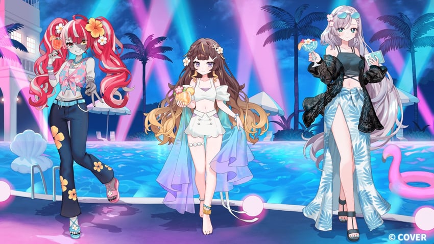kureiji ollie, pavolia reine, and anya melfissa (hololive and 1 more) drawn by saku_nosuke