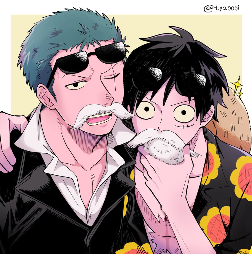 monkey d. luffy and roronoa zoro (one piece) drawn by 10nemuiyo