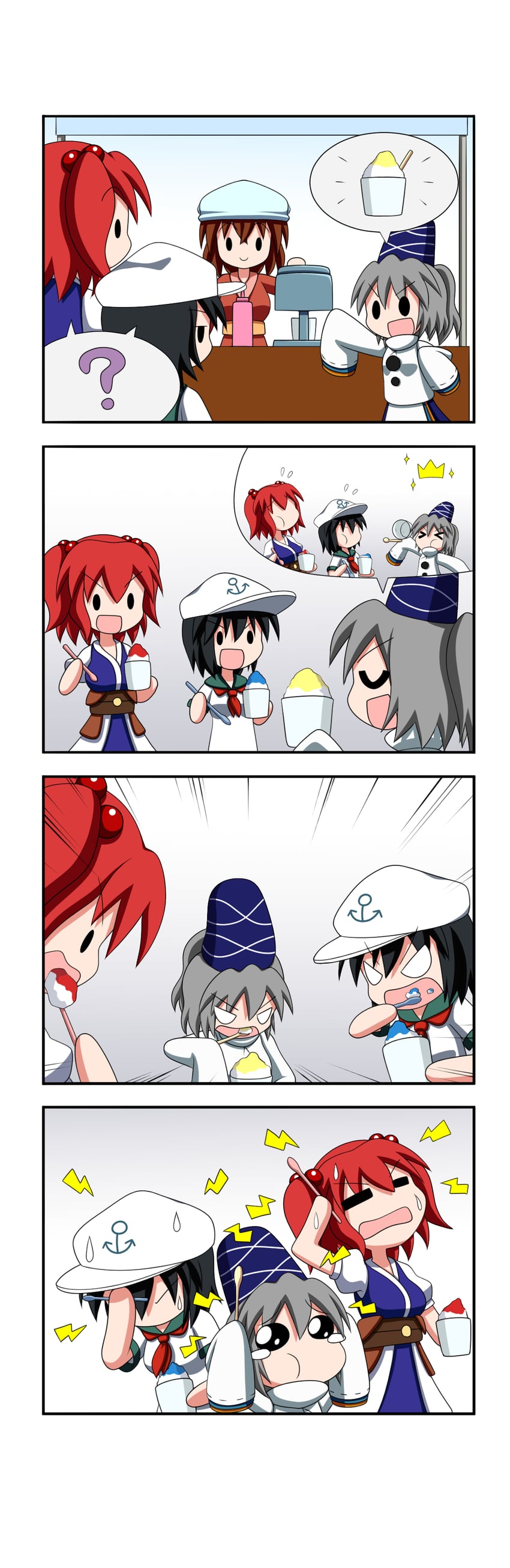 mononobe no futo, onozuka komachi, and murasa minamitsu (touhou) drawn by rakugaki-biyori
