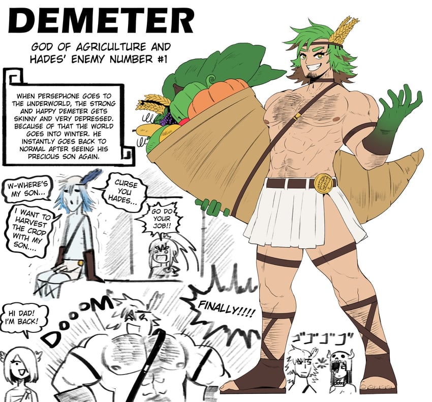 zeus, persephone, hades, and demeter (original and 1 more) drawn by wanderjegson