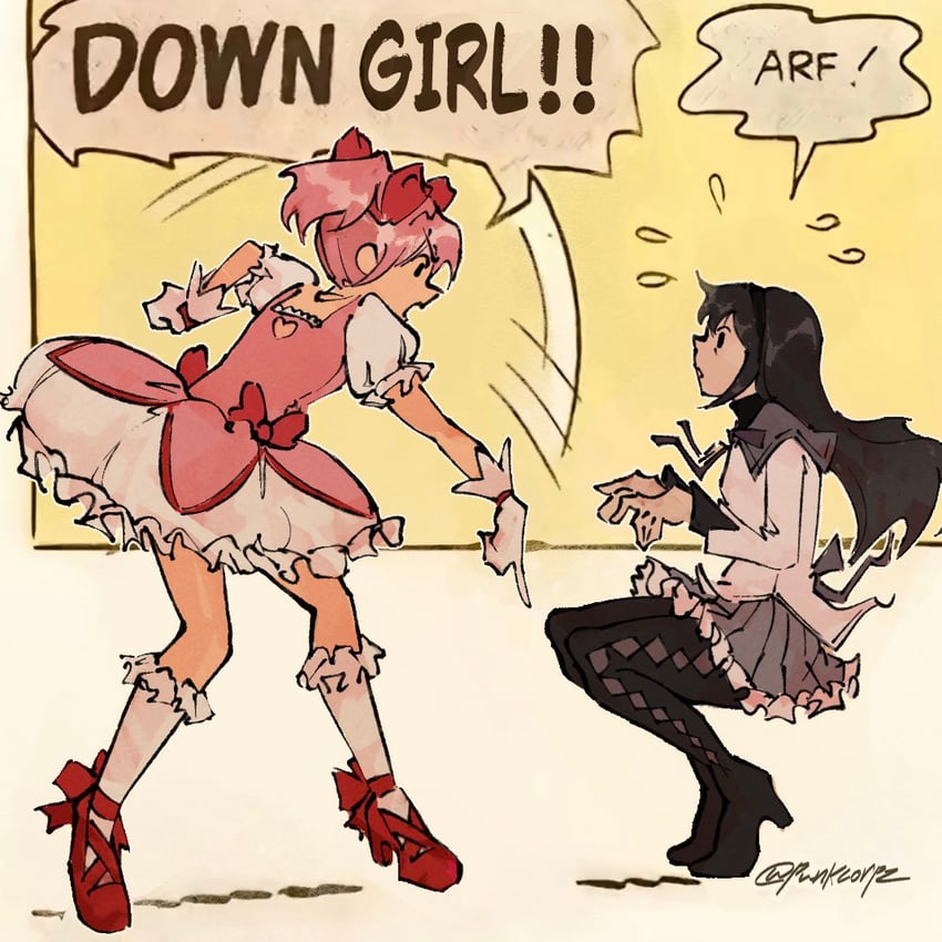 akemi homura and kaname madoka (mahou shoujo madoka magica and 1 more) drawn by punkcorpz