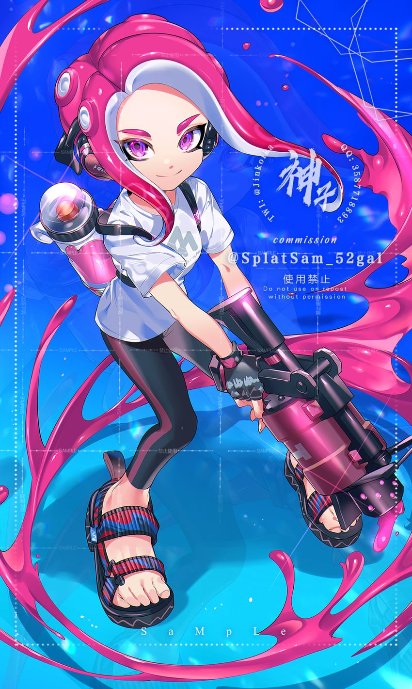 octoling player character and octoling girl (splatoon) drawn by jinkoika