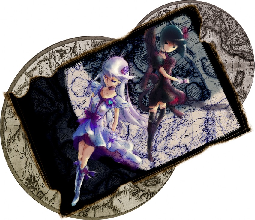 tsukikage yuri, cure moonlight, and dark precure (precure and 1 more) drawn by muen_(cryforthemoon)