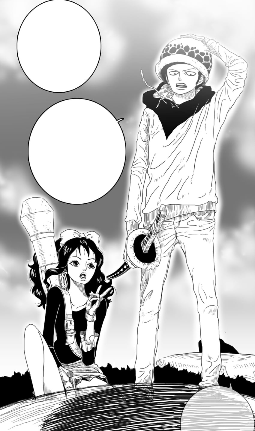 trafalgar law and baby 5 (one piece) drawn by mc_dumb