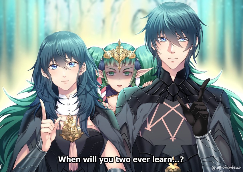 female byleth, male byleth, and sothis (fire emblem and 1 more) drawn by sieka_(piiroinardesco)