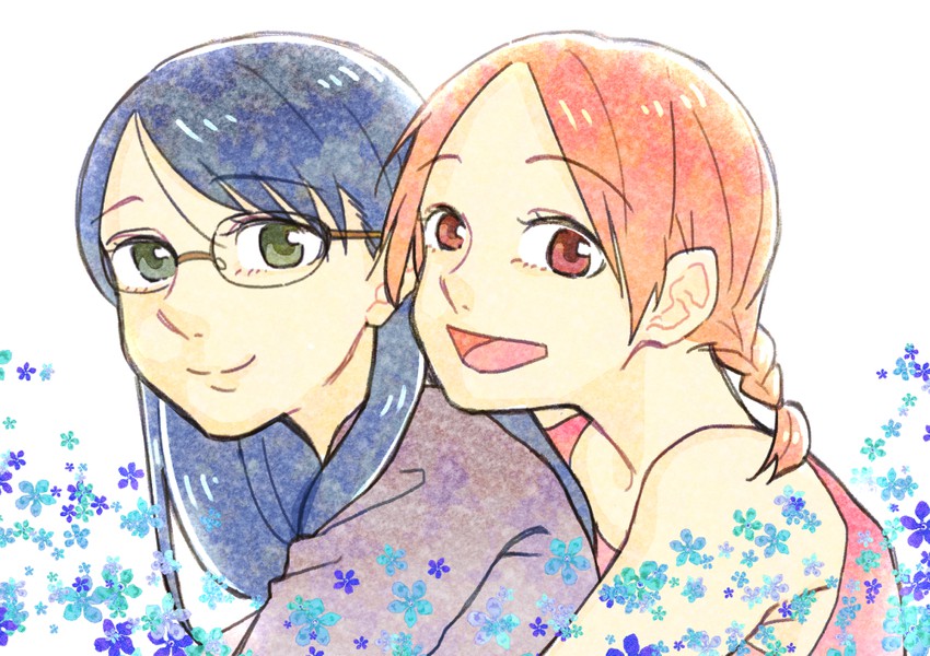manjoume fumi and okudaira akira (aoi hana) drawn by kimorigaki