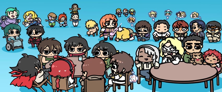 suletta mercury, cagalli yula athha, athrun zala, lacus clyne, amuro ray, and 27 more (gundam and 16 more) drawn by afei_(sfma3248)
