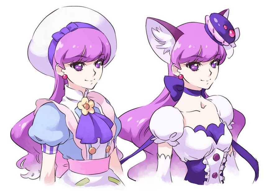 kotozume yukari and cure macaron (precure and 1 more) drawn by tanaka_kunihiko