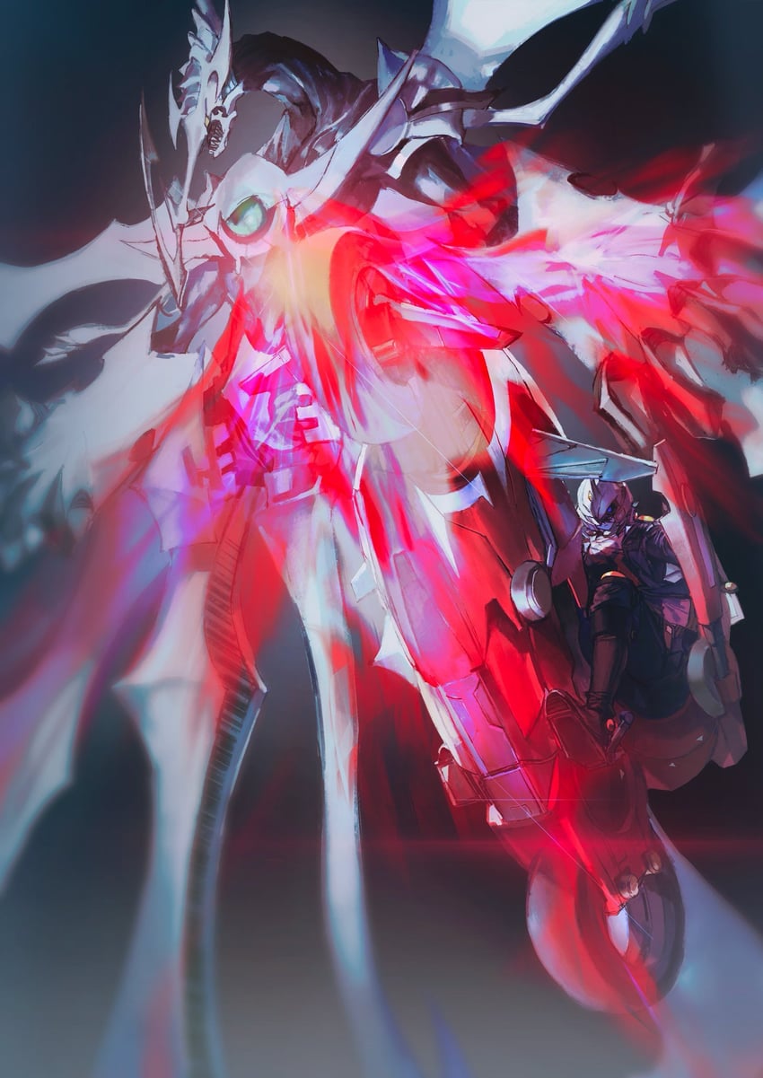 fudo yusei and shooting quasar dragon (yu-gi-oh! and 1 more) drawn by momentcorefly