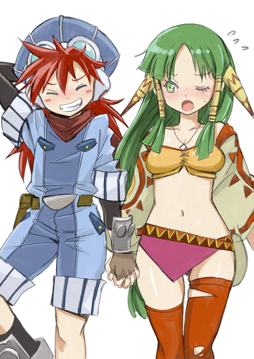 feena and justin (grandia and 1 more) drawn by muramasa_mikado