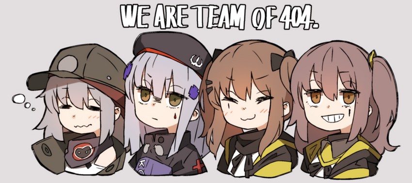hk416, ump45, ump9, and g11 (girls' frontline) drawn by amonitto