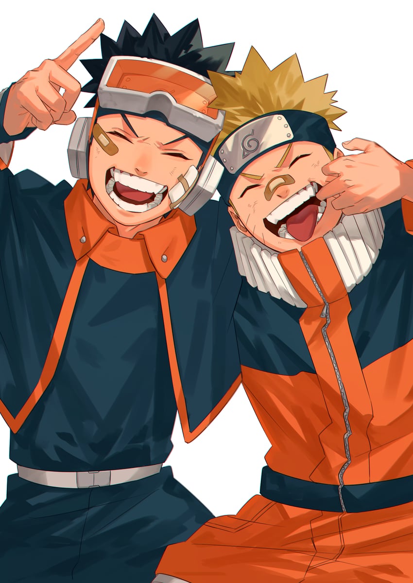uzumaki naruto and uchiha obito (naruto and 1 more) drawn by mirin_(coene65)