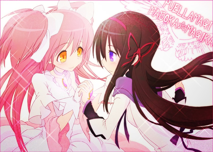 akemi homura, kaname madoka, and ultimate madoka (mahou shoujo madoka magica) drawn by dougan_calpis_con