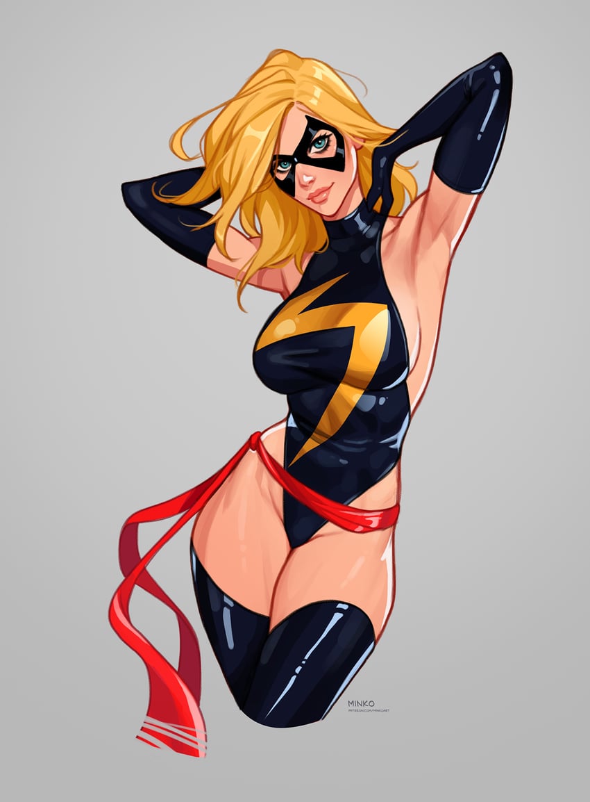 ms. marvel and carol danvers (marvel) drawn by olena_minko