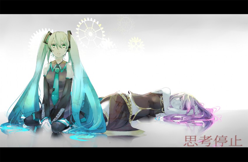 hatsune miku and megurine luka (vocaloid) drawn by monori_(tomomin_splae)