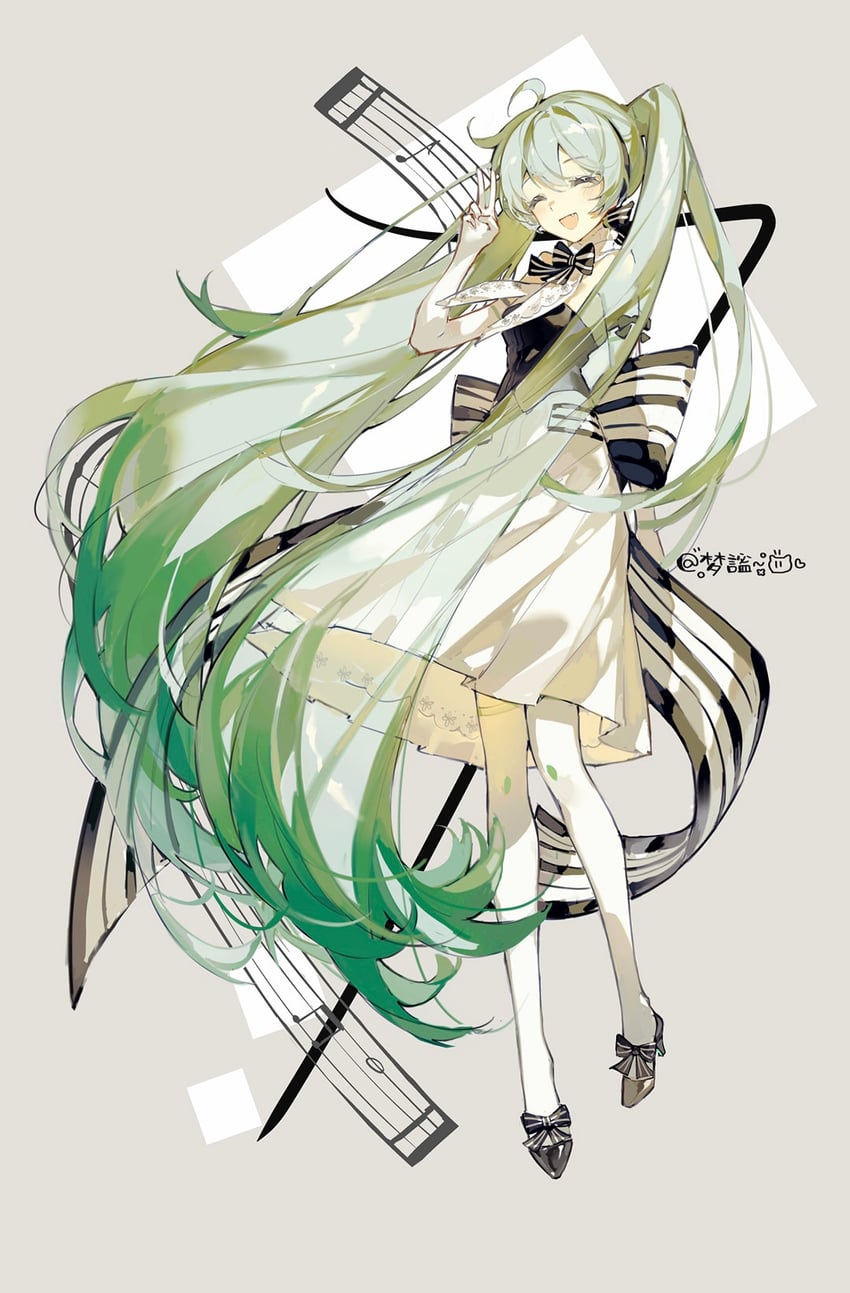 hatsune miku (vocaloid and 1 more) drawn by user_xvhp2553