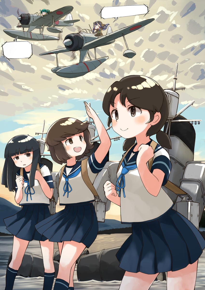 fairy, hatsuyuki, miyuki, shirayuki, and type 2 seaplane fighter fairy (kantai collection) drawn by toplow
