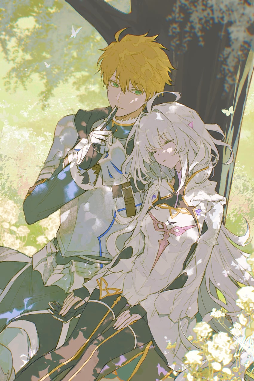 merlin, arthur pendragon, and lady avalon (fate and 1 more) drawn by elaine-didaea