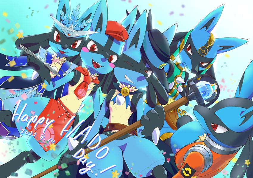 lucario (pokemon and 4 more) drawn by sora_(sora610)