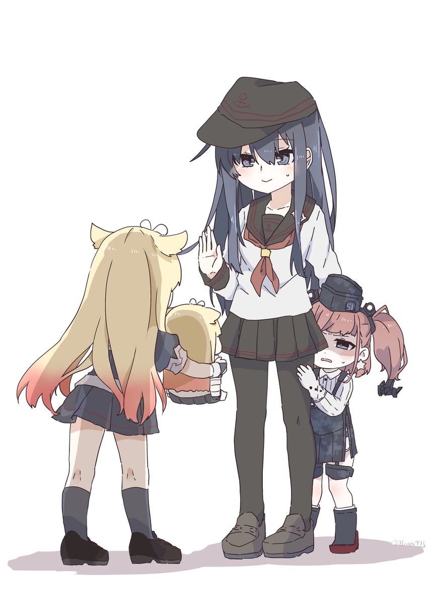 yuudachi, akatsuki, yuudachi kai ni, atlanta, and akatsuki kai ni (kantai collection) drawn by nami_nami_(belphegor-5812)