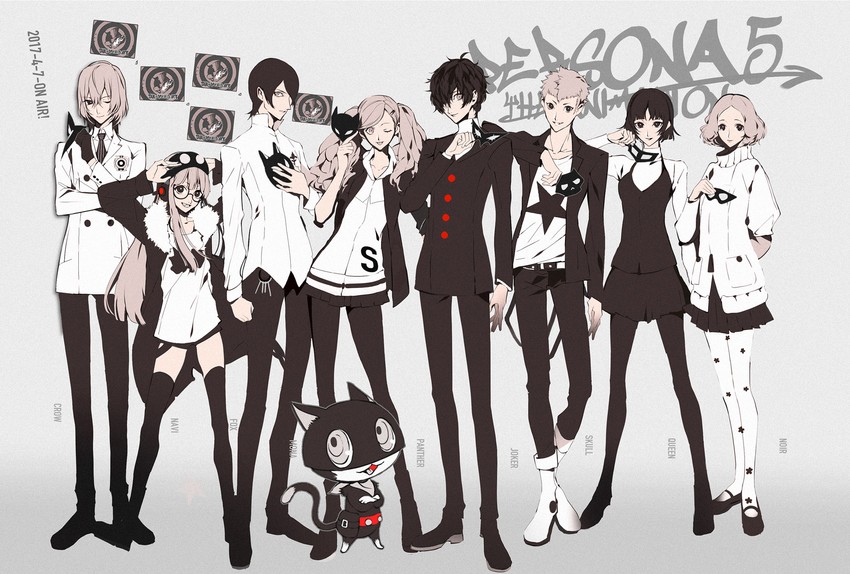 amamiya ren, takamaki anne, sakura futaba, niijima makoto, okumura haru, and 4 more (persona and 1 more) drawn by naru9
