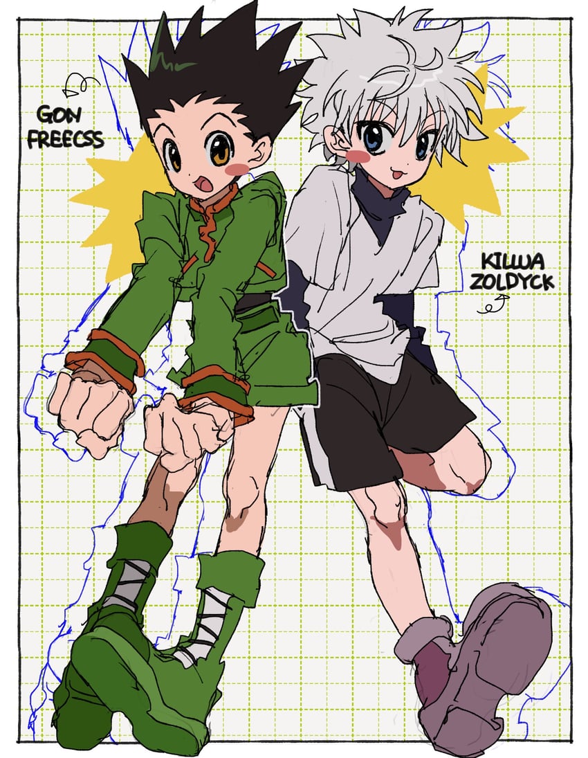killua zoldyck and gon freecss (hunter x hunter) drawn by jwnn