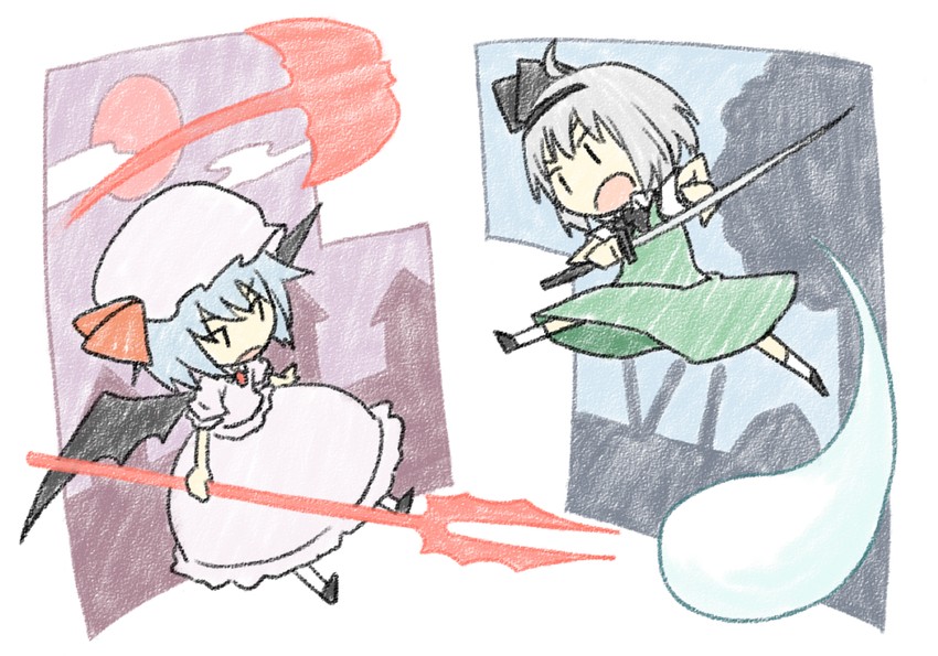 remilia scarlet and konpaku youmu (touhou) drawn by taiga_mahoukan