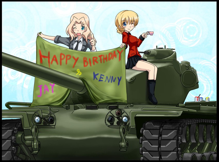 darjeeling and kay (girls und panzer) drawn by cyber_(cyber_knight)