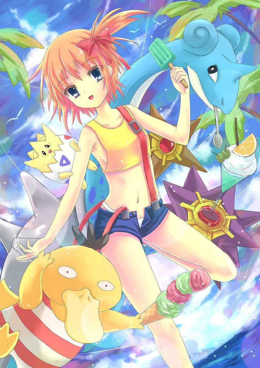 misty, psyduck, lapras, togepi, staryu, and 1 more (pokemon) drawn by tenhi_tsukitori