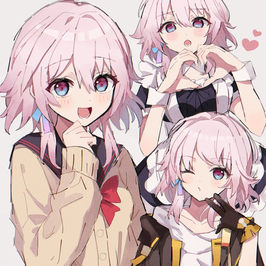 trailblazer, march 7th, and caelus (honkai and 1 more) drawn by anaketsu