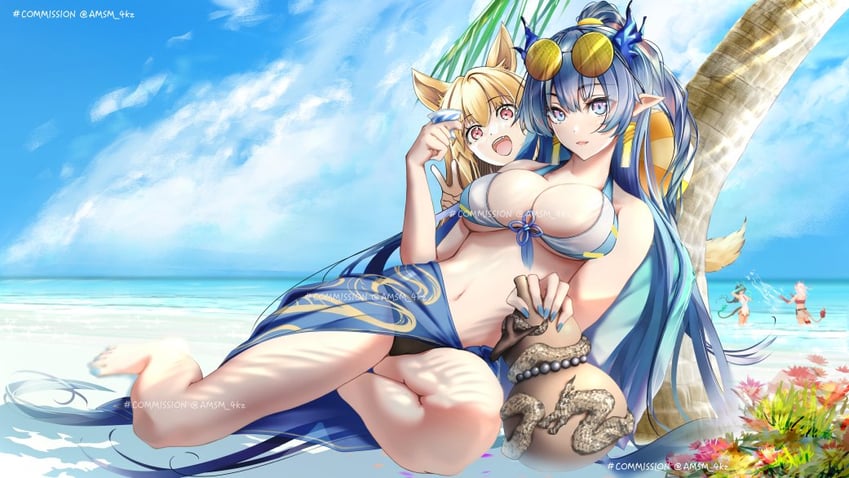 dusk, nian, ling, and ceobe (arknights) drawn by yokaze_(yokajie)
