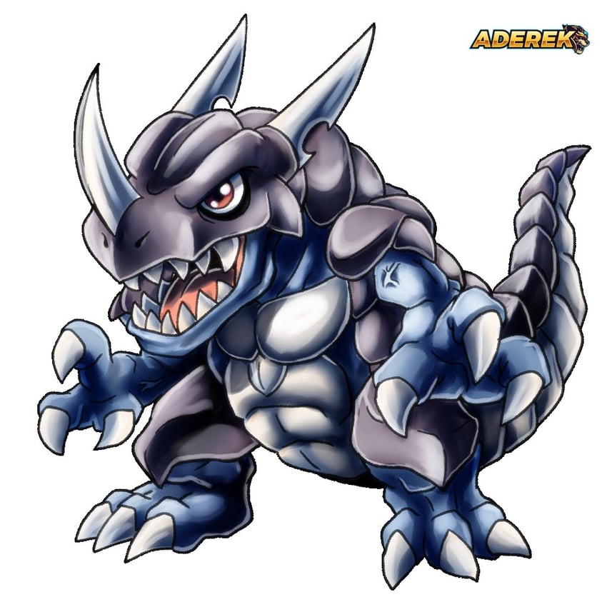greymon (digimon and 1 more) drawn by aderek